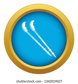 Hiking stick icon blue vector isolated on white background for any design