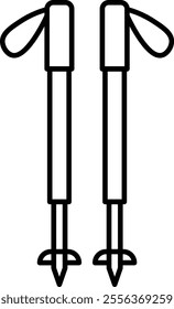Hiking Stick Vector Line Icon Design