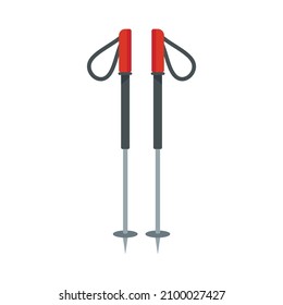 Hiking sticks icon. Flat illustration of hiking sticks vector icon isolated on white background