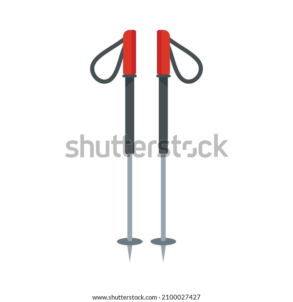 Hiking sticks icon. Flat\
illustration of hiking sticks vector icon isolated on white\
background