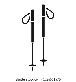 Hiking sticks icon. Simple illustration of hiking sticks vector icon for web design isolated on white background