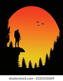Hiking sun adventure t-shirt design for hiking lovers