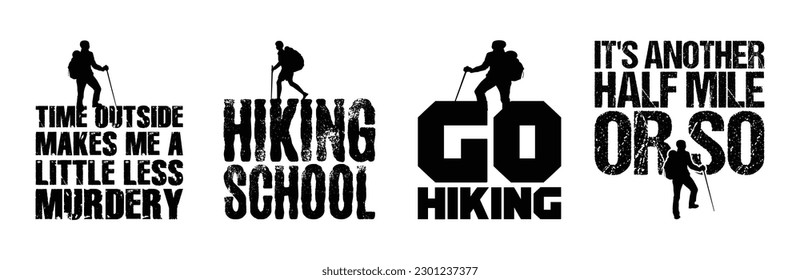 Paquete de diseño de camisetas de senderismo, Citas de senderismo, camiseta de senderismo, camping, aventura, tipografía al aire libre Diseño de camisetas Colección
