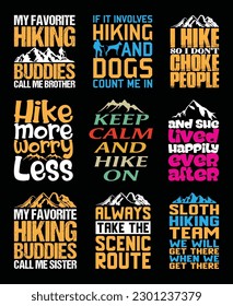 Hiking T shirt Design Bundle, Quotes about Hiking, Hiking T shirt, Hiking, Camping, Adventure, outdoor typography T shirt design Collection