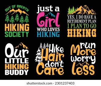 Hiking T shirt Design Bundle, Quotes about Hiking, Hiking T shirt, Hiking, Camping, Adventure, outdoor typography T shirt design Collection