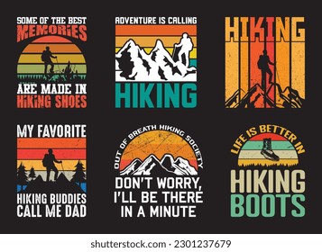 Hiking T shirt Design Bundle, Quotes about Hiking, Vintage T shirt, Hiking, Camping, Adventure, outdoor typography T shirt design Collection