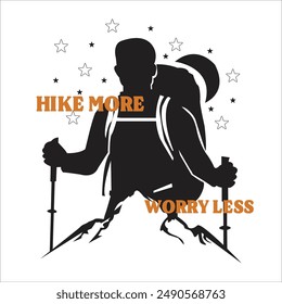 hiking t shirt design,  Hiking man Silhouettes. vector silhouettes,