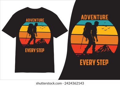 Hiking t shirt design, Hiking t-shirt design Vector, Hiking retro vintage t shirt design