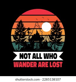 vector de diseño de camisetas de excursión, elemento gráfico de camisetas de excursión, camisetas de aventura, camiseta retro vintage, aventura al aire libre inspiradora Motivación Cita