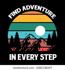 hiking t shirt design vector, hiking t shirt graphic element, adventure t shirts, hiking retro vintage tshirt, Outdoor Adventure Inspiring Motivation Quote