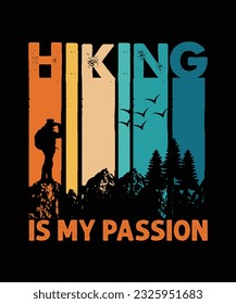 CAMINO EN DISEÑO DE CAMISETAS, VECTOR DE CAMISETAS DE SENDERISMO