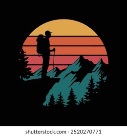 hiking t shirt design vector illustration