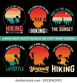 Hiking t shirt vector bundle quotes best design, hiking quotes bundle design.