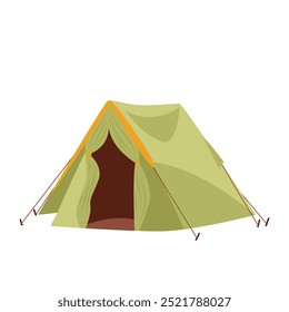 Tienda de senderismo en diseño plano. Refugio textil protector de camping en viaje. Ilustración vectorial aislada.
