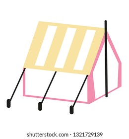 hiking tent flat illustration. Camping and forest hike series.