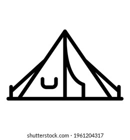 Hiking tent icon. Outline Hiking tent vector icon for web design isolated on white background
