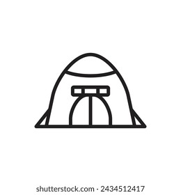 Hiking Tent Outline Icon Vector Illustration
