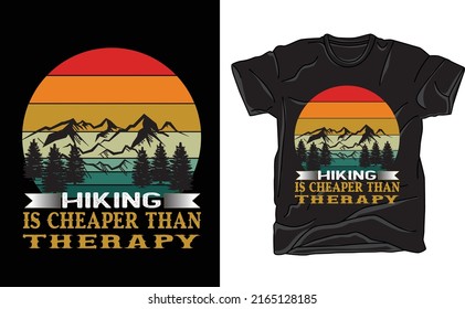 Hiking Therapy typography T-Shirt Design
Hiking labels, badges, vector illustration, Poster, Custom T-shirt design, Trendy T-shirt Design