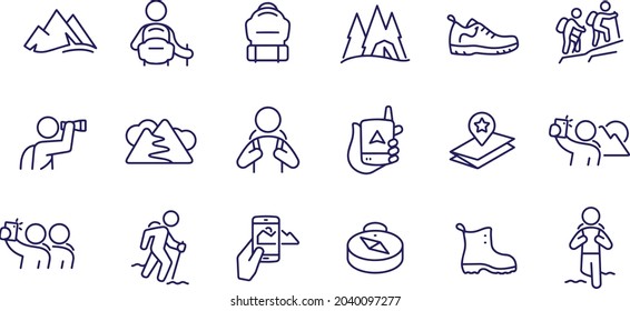 Hiking Thin Line Icons vector design 