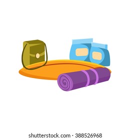 Hiking Things. Flat Vector Illustration composition travel collection
