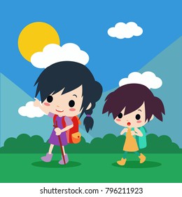 Hiking Time Illustration