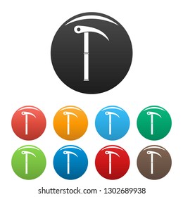 Hiking tool icons set 9 color vector isolated on white for any design