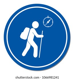 Hiking tourists with compass icon. Vector illustration

