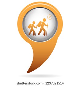 Hiking tourists with compass icon. Vector illustration

