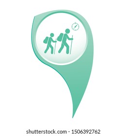 Hiking tourists with compass icon. Vector illustration

