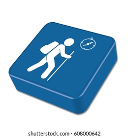 Hiking tourists with compass icon. Vector illustration


