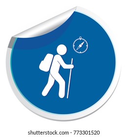 Hiking tourists with compass icon. Vector illustration


