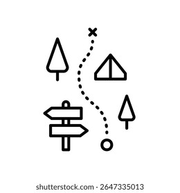 Hiking trail icon for exploring forests and mountains
