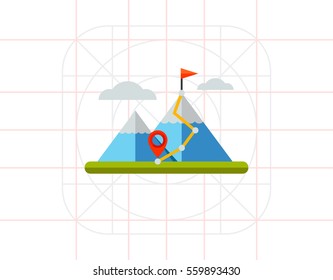 Hiking Trail in Mountains Icon