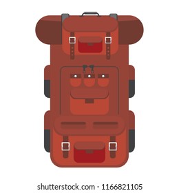 Hiking travel backpack icon. Solid and flat color style. Vector illustration.