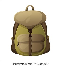 Hiking or travel backpack, vector illustration on isolated transparent background, outdoor recreation concept.