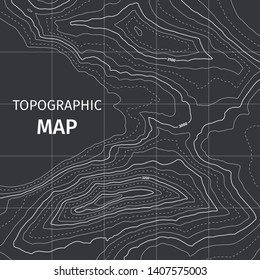 Hiking, traveling, camping outdoor vacation backgrounds for advertisement. Tourism and recreation brochure. Vector contour topographic map. Topography and geography map grid abstract backdrop.