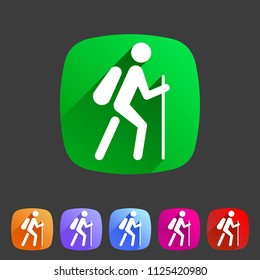 Hiking treking icon icon flat web sign symbol logo label