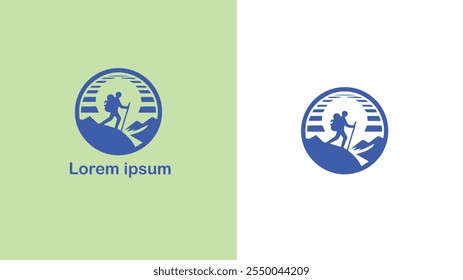 Senderismo Senderismo Caminar Mochila ilustración de diseño de logotipo único