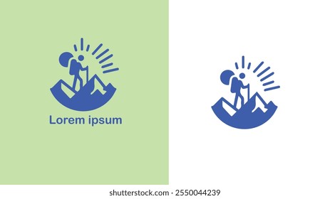Hiking Trekking Walking Backpacking unique logo design illustration