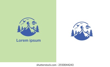 Caminhada Trekking Andando Backpacking logotipo exclusivo ilustração design