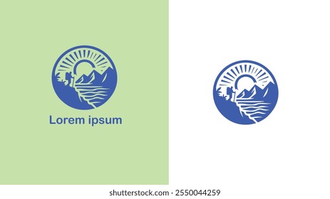 Hiking Trekking Walking Backpacking unique logo design illustration