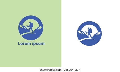 Senderismo Senderismo Caminar Mochila ilustración de diseño de logotipo único