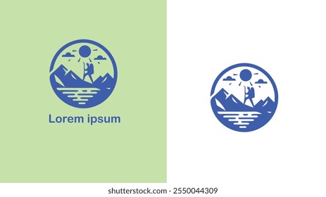 Senderismo Senderismo Caminar Mochila ilustración de diseño de logotipo único