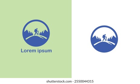 Caminhada Trekking Andando Backpacking logotipo exclusivo ilustração design