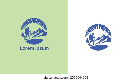 Senderismo Senderismo Caminar Mochila ilustración de diseño de logotipo único