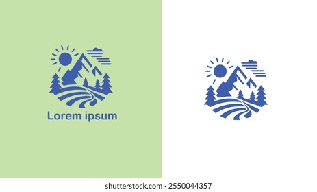 Hiking Trekking Walking Backpacking unique logo design illustration