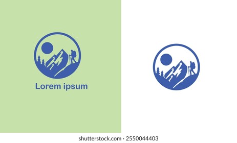 Wandern Trekking Walking Backpacking einzigartiges Logo Design Illustration