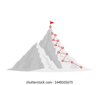 Hiking trip to the top of the mountain. Vector illustration