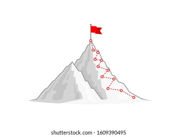 Hiking trip to the top of the mountain. Vector illustration