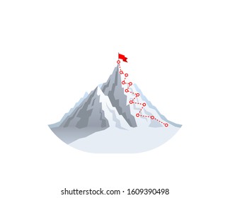 Hiking trip to the top of the mountain. Vector illustration